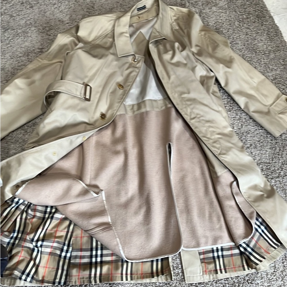 Rare vintage LE TIGRE classic plaid lined trench coat men’s 44L - Beige